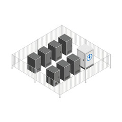 Fototapeta premium Server Rack with Multiple Servers and UPS.