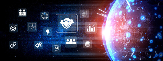 Fototapeta premium Partnership business strategy enhances collaboration, drives growth, and improves performance in global markets Parse