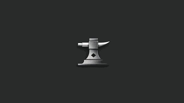 A grayscale, digital anvil illustration, set against a dark background, centered and minimalistic