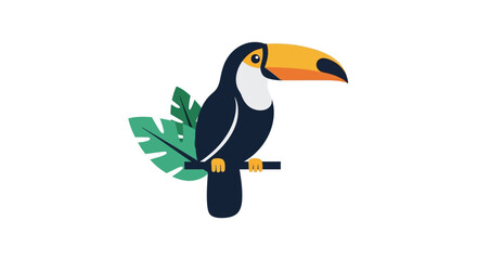 Fototapeta premium Colorful Toucan Bird Perched Sideways.