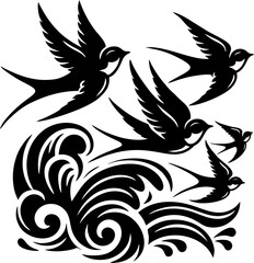 Obraz premium Classic Sailor Birds Tattoo V...