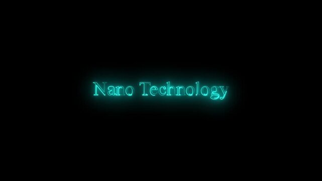 Abstract Glowing Neon Nano Technology Text Animation On Dark Background Representing Advanced Future Science And Molecular Scale Engineering
