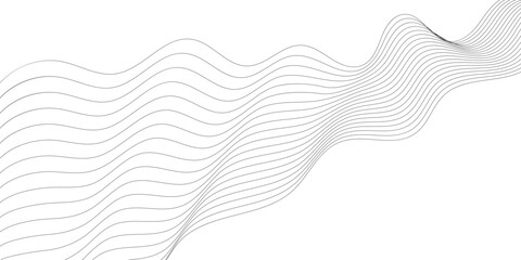 Fototapeta premium Minimalist line background featuring a dynamic flowing black mesh wave with line patterns on a clean white backdrop for modern creative layouts and professional design projects.
