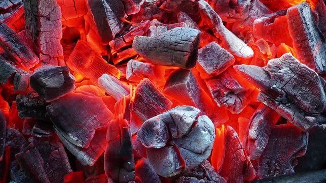 hot coals burning in the fire