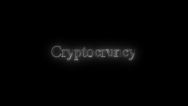 Abstract Futuristic Glowing Neon Cryptocurrency Text Animation Against Dark Background Representing Digital Finance And Innovative Global Blockchain Technology
