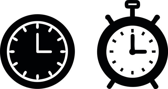 Black and white illustration of two clocks