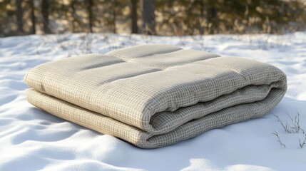 Folded Fabric Resting on Snow Outdoors