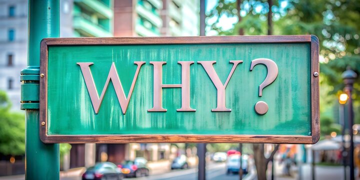 Curiosity ignites on a street sign asking why in an urban neighborhood during daytime