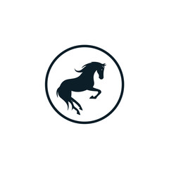 Obraz premium Black Horse Silhouette in Circle Logo.
