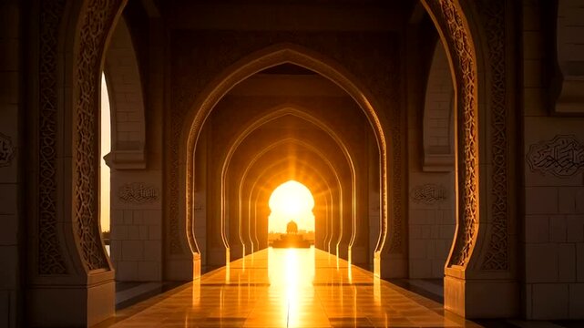 Arched walkway with light at the end.