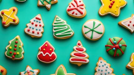 Festively Decorated Christmas Cookies with Colorful Designs for Holiday Celebrations