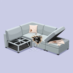 Destroyed Sectional Sofa Broken Furniture
