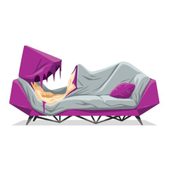Melting Purple Sofa Covered Vector Illustration