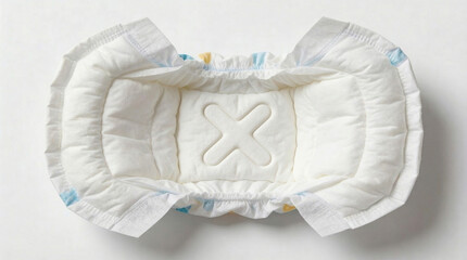 White Baby Diaper with Embossed Clover Pattern Isolated