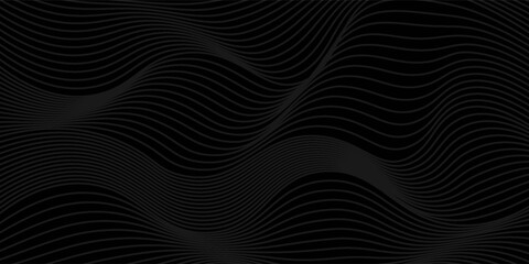 Gradient black background with wavy lines vector design in eps 10