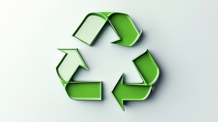 Obraz premium Green recycling symbol on white background