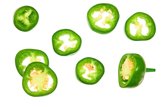 Vibrant Green Jalapeno Pepper Slices and Cuts