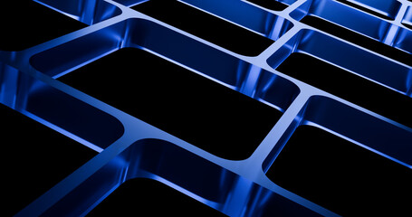 abstract 3d blue glass mesh on dark background