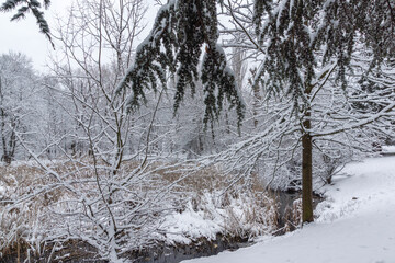 Winter Landscape of South Park in city of Sofia, Bulgaria