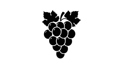 Fototapeta premium Vector illustration&nbsp;of black and white grapes cluster icon with leaves on a transparent background