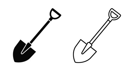 Two black gardening shovels depicted in a simple silhouette © MK2.00