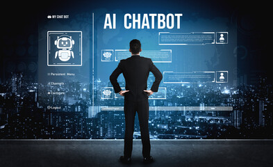 Fototapeta premium AI chatbot using prompt engineering and LLM deep learning delivers explainable generative AI for smarter, more efficient business support. Vouch