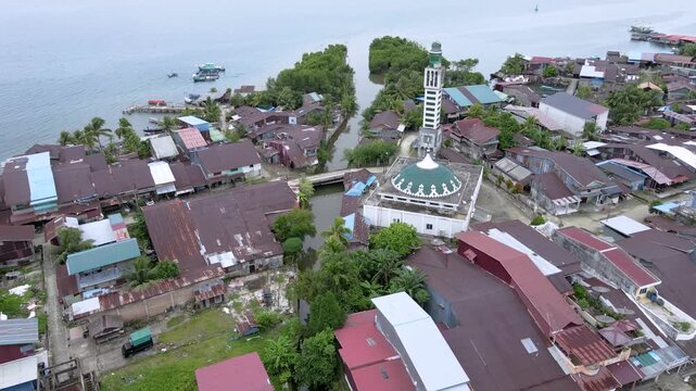 Aerial Drone View of Simeulue Island Town, Aceh Indonesia