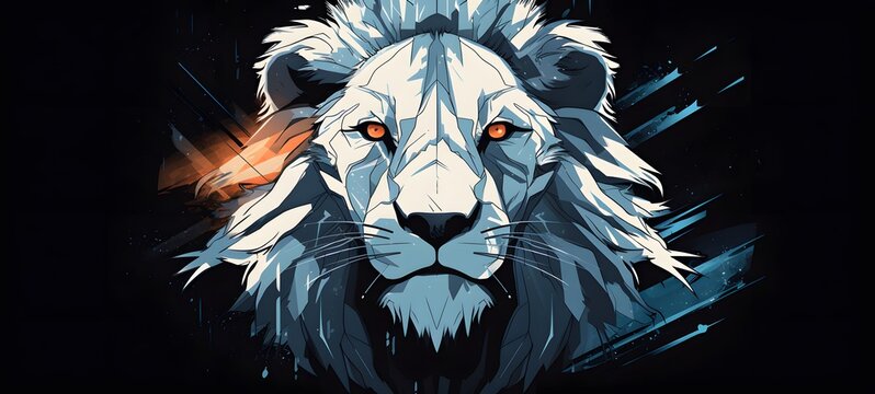 white lion vector illustration t-shirt design,generative AI