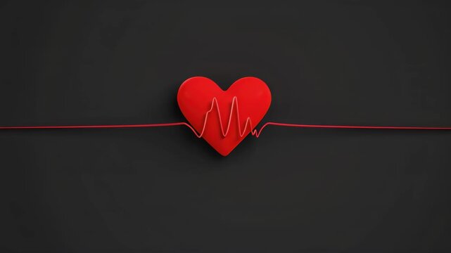 Red Heart and Pulse Line: A bold red heart is centered on a muted gray backdrop, the vital heartbeat tracing a dynamic rhythm. The image speaks of life, love, and the essential pulse of existence.