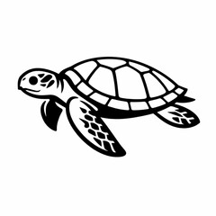Fototapeta premium Sea turtle swimming pose detailed outline marine animal illustration
