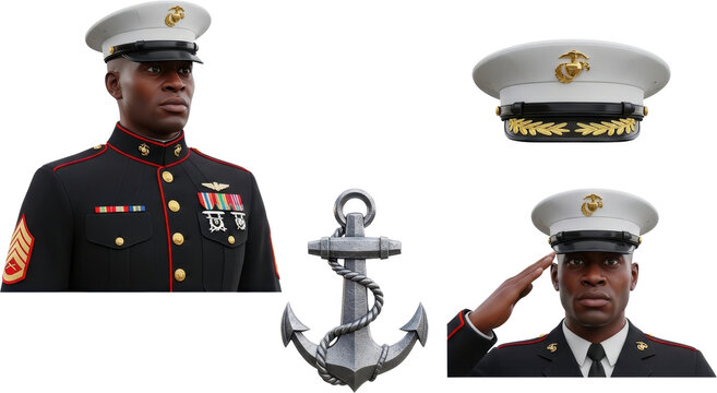 A striking portrait of a US Marine in full dress uniform, conveying respect, honor, and duty. Perfect for patriotic content, military tributes, or rep
