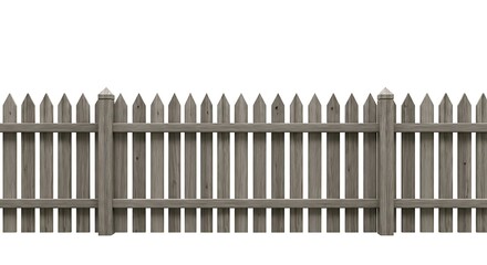 Gray wooden fence on white background