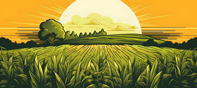 corn field vector illustration t-shirt design ,generative AI