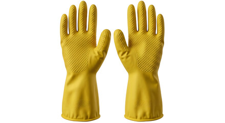 Obraz premium Bright Yellow Rubber Gloves Front View