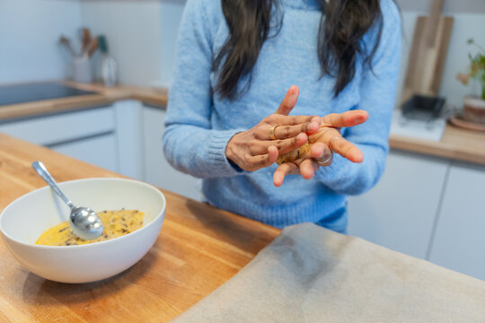 Shaping Cookie Dough Balls By Hand