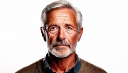 Obraz premium Portrait of a mature man with grey hair and beard.