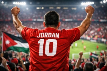 Jordan Male Soccer Fan Celebrate in Stadium