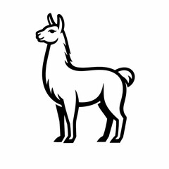Fototapeta premium Llama Black and White Line Art Illustration