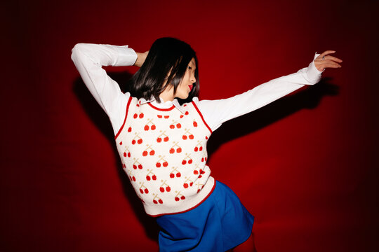 Modern model dancing in light