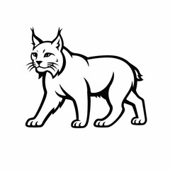 Lynx Black and White Line Art Illustration © Ai.com