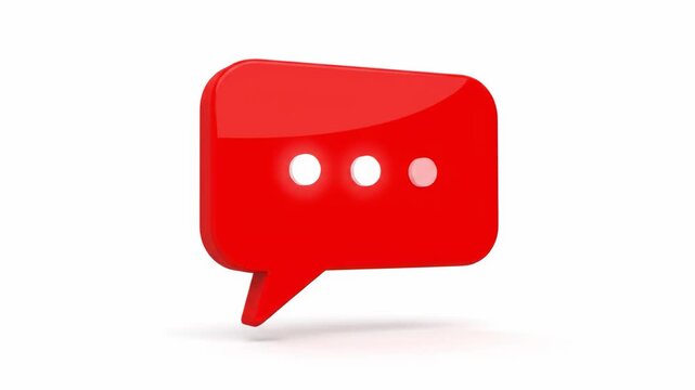 A vibrant, glossy red speech bubble on a white background evokes connection and communication. Ideal for illustrating conversations, messaging, or cus