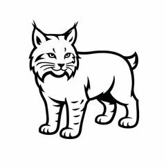 Fototapeta premium Bobcat Black and White Line Art Illustration