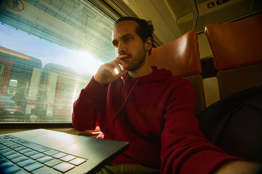 Man Working on Train Journey