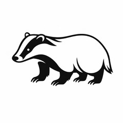 Badger Black and White Line Art Illustration © Ai.com