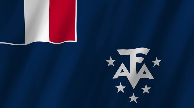French Southern and Antarctic Lands Flag Waving, TAAF 4K Animation