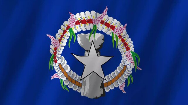 Northern Mariana Islands Flag Waving, Pacific Commonwealth 4K Animation