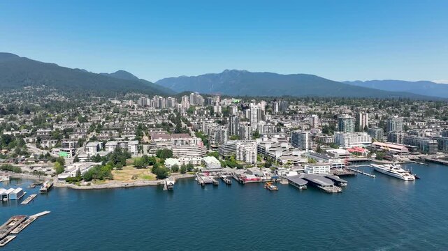 North Vancouver Waterfront Hyperlapse with Boats and Burrard Inlet Marina, British Columbia