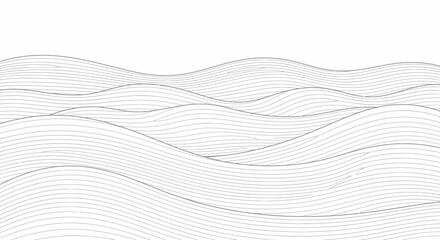 Minimalist abstract line art of flowing wavy patterns on a white background © anta