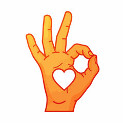 Obraz premium Hand gesture with a heart shape, representing love and approval.