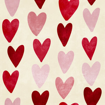 Hand drawn hearts repeat pattern